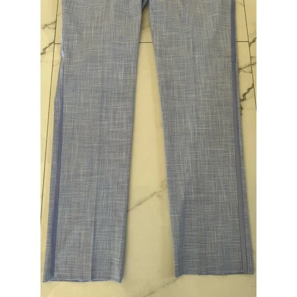 Tre Vero Modern Fit Flat Front Tuxedo Stripe Dress Pants 42R unhemmed light blue